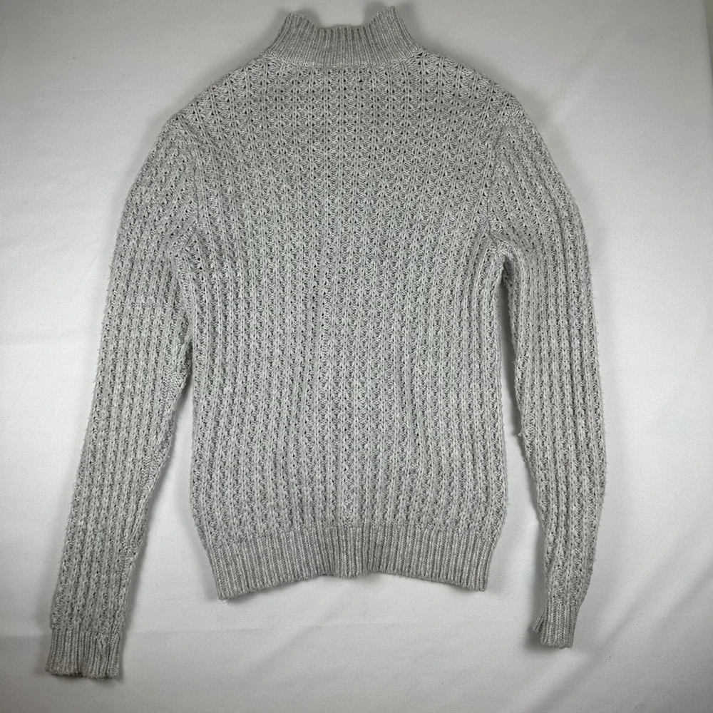 Calibrate Full Zip Sweater Mens Medium Gray Waffle Knit Merino Wool Alpaca Blend